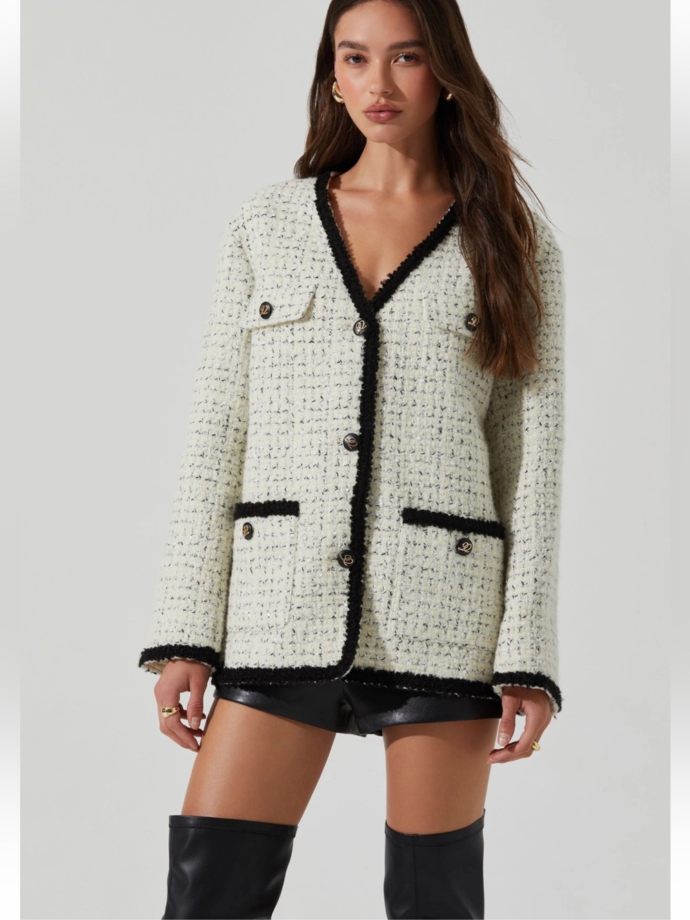 ASTR The Label Editha Contrast Tweed Coat Small